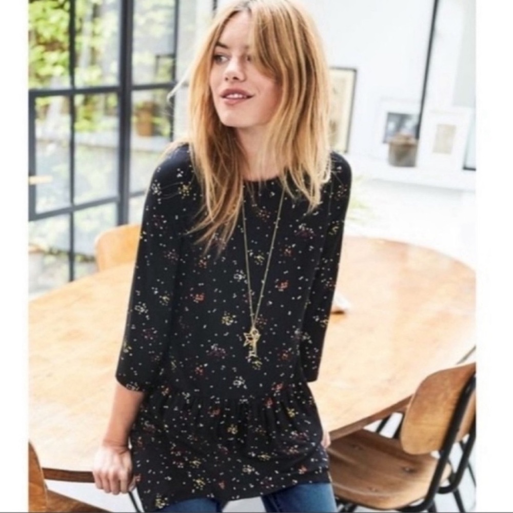 NWT Boden Katrina Soft Jersey Tunic Top Navy Dot Print Womens Size Small